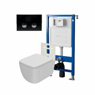 Комплект унитаза с инсталляцией Point Элемент PN48310BC с сиденьем Микролифт